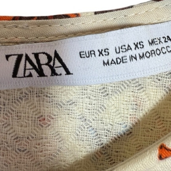 Zara Womens Colorful Printed Long Sleeve Blouse Size XS - Picture 4 of 5